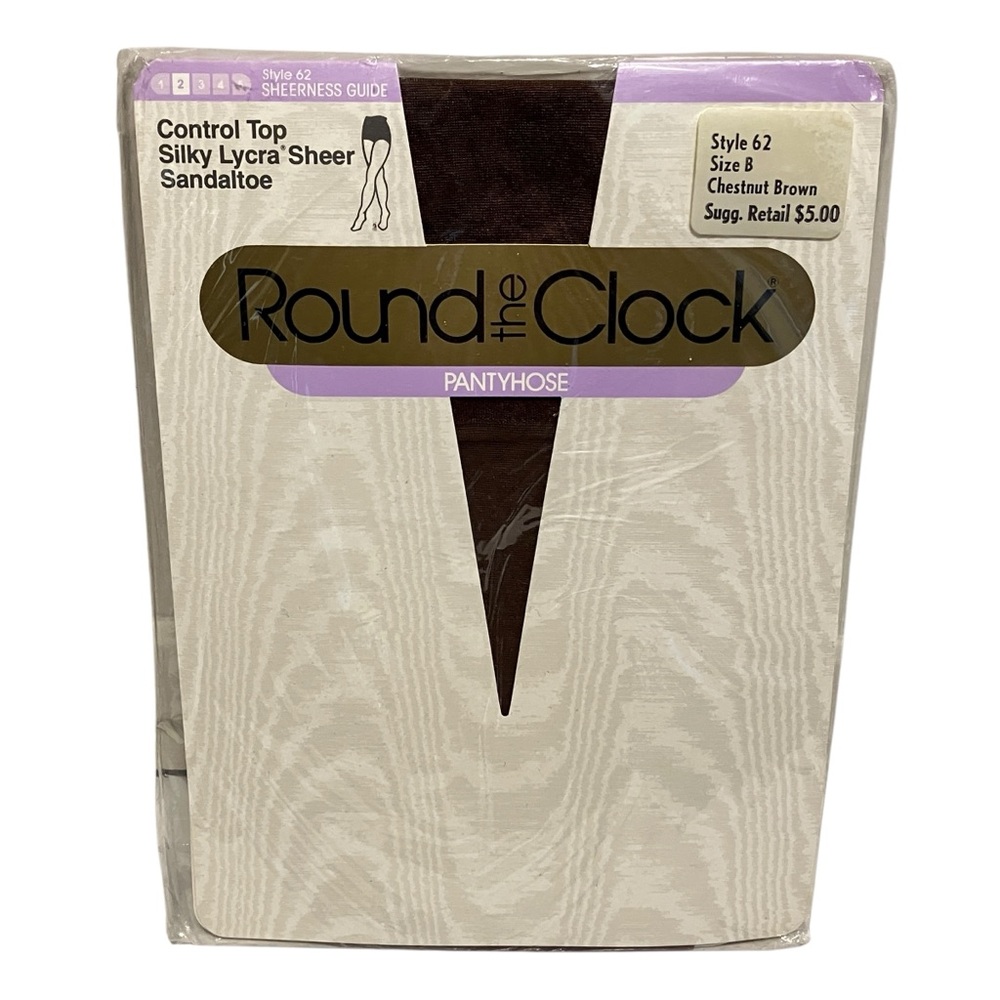 NWT Round The Clock Chestnut Brown Control Top Sandaltoe Pantyhose